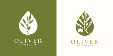 Olive leaf drop logo design natural