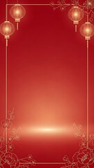 Elegant festive background with lanterns and floral decorations copy space
