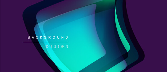 Fototapeta premium Abstract layered design. Vibrant turquoise, purple hues create modern background. Text reads background design. Minimalist, sleek presentation.