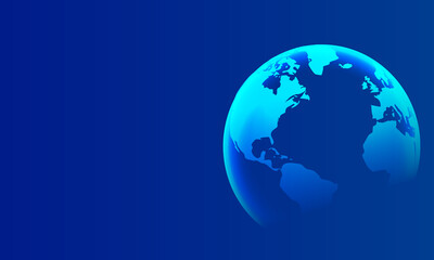 Blue Abstract Background with Earth Globe