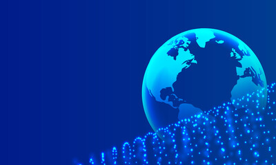 Blue Abstract Background with Earth Globe