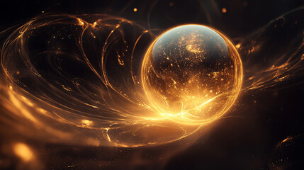 Abstract glowing orb with swirling patterns, softly illuminated against dark and light backgrounds, creating a mesmerizing, artistic, and visually dynamic effect