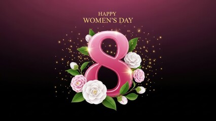 Happy Womens Day Number 8 Floral Design Glitter Purple Background.jpg