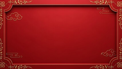Elegant red and gold frame with clouds and floral details for festive design