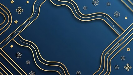 Elegant abstract blue and gold background design with floral accents