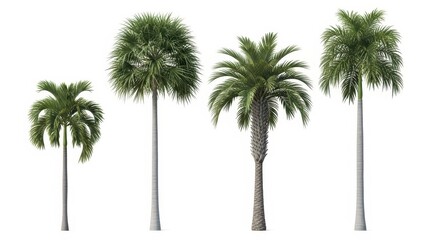 Palm Trees Collection on White Background Tropical, Isolated, Summer