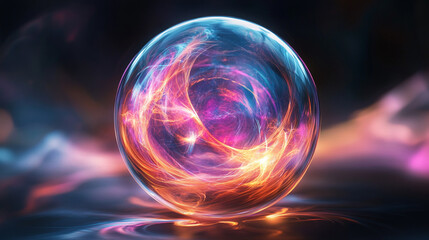 Abstract glowing orb with swirling patterns, softly illuminated against dark and light backgrounds, creating a mesmerizing, artistic, and visually dynamic effect