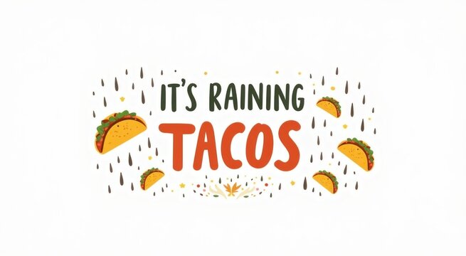 Sign that says it ' s raining tacos