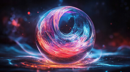 Abstract glowing orb with swirling patterns, softly illuminated against dark and light backgrounds, creating a mesmerizing, artistic, and visually dynamic effect