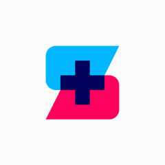 s letter medical medicine health cross logo vector icon illustration