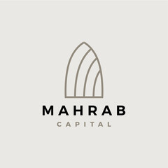 mahrab mihrab niche door arch logo vector icon illustration