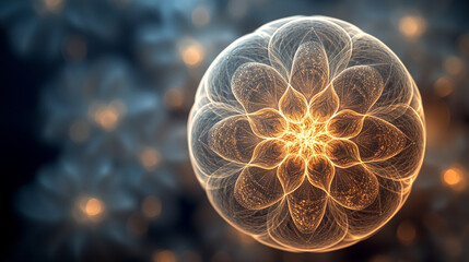 Abstract glowing orb with swirling patterns, softly illuminated against dark and light backgrounds, creating a mesmerizing, artistic, and visually dynamic effect