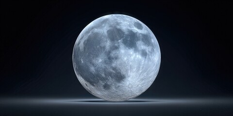 Obraz premium Celestial Moon's Embrace: Witness the enigmatic allure of a solitary, radiant moon, its cratered surface illuminated against a deep celestial backdrop, evoking a sense of wonder and cosmic mystery.