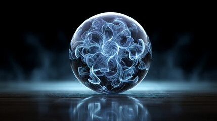 Abstract glowing orb with swirling patterns, softly illuminated against dark and light backgrounds, creating a mesmerizing, artistic, and visually dynamic effect