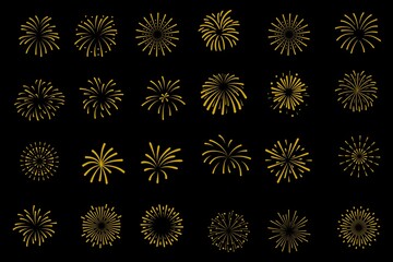 Firework set. New year fireworks vector illustration of an abstract background