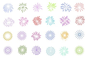 Firework set. New year fireworks vector illustration of an abstract background