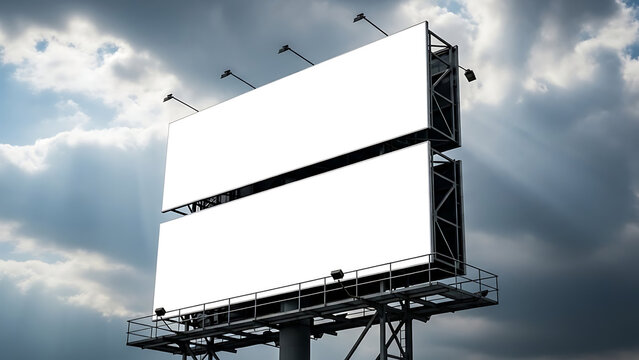 Double Decker Vertical Blank Billboard Mockup on Street