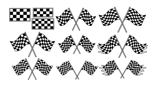 Classic checkered finish flags vector illustration pack for motorsport racing themes
