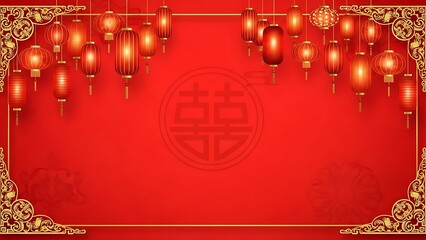 Decorative red lanterns on ornate background for celebrations and festivals