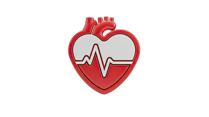 Obraz premium Red Heart Icon with ECG Line