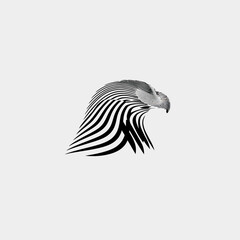 Obraz premium Abstract graphic illustration of an eagle head in black and white