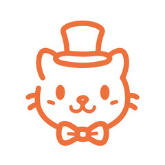 Obraz premium Stylized cat illustration wearing a hat and bow tie for various designs