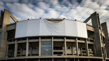 Stadium Exterior Retractable Roll-Down Blank Billboard Mockup