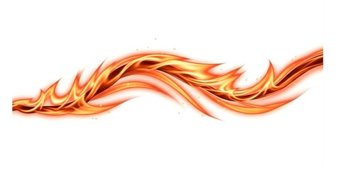 Fototapeta premium Abstract Horizontal Fire Wave Flame Border on White
