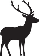 Fototapeta premium Black and white vector silhouette of a reindeer on white background