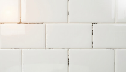 White ceramic tiles with a glossy finish and subtle imperfections