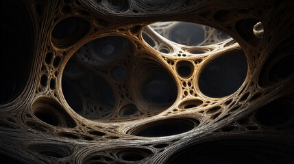 Abstract neuron-like structure with branching connections, evoking neural networks, brain activity, and intricate organic patterns for scientific or conceptual visuals