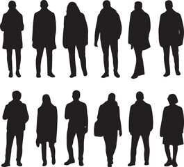 set of people silhouettes standing in different poses