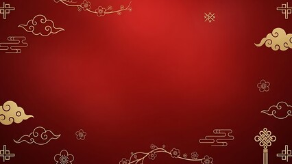 Elegant red backdrop with golden decorative elements for celebration concepts