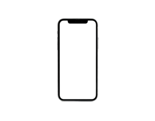 Modern smartphone with blank white screen, black bezel