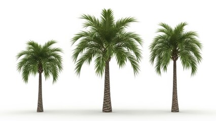 Fototapeta premium Palm Trees Isolated on White, Tropical Nature, Summer Background