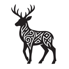 Tribal tattoo-inspired deer silhouette suited for bold, unique graphic artwork.