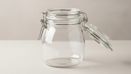 Empty Clear Glass Jar with Clasp.