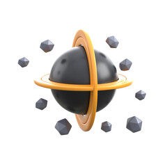 Minimal 3d icon of saturn planet used in space themes © CreativeStudio