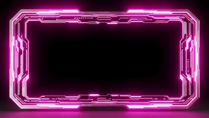 Futuristic Neon Pink Glowing Frame with Digital Technology Accents