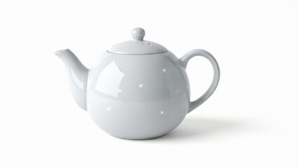White Ceramic Teapot on White Background.