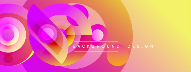 Obraz premium Abstract vibrant background. Pink, purple, yellow hues blend dynamically. Modern design elements create fluid shapes, gradients.