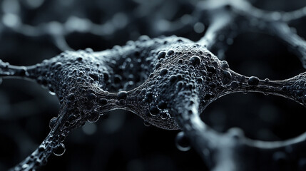 Abstract neuron-like structure with branching connections, evoking neural networks, brain activity, and intricate organic patterns for scientific or conceptual visuals