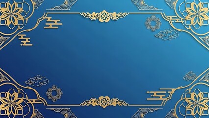 Elegant gold and blue decorative design with copy space for cultural themes