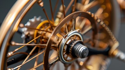 Detailed Close-Up of Vintage Bicycle Gear Mechanism Showing Intricate Metalwork and Classic Design Aesthetic