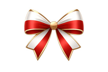 Red and white bow with gold trim creating a decorative national symbol for patriotic celebrations and gift wrapping