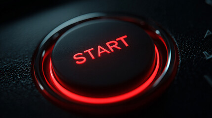 Modern glowing power button with the word “START,” symbolizing activation, technology, energy, and innovation, designed for digital interfaces, tech, and futuristic concepts