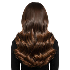 Fototapeta premium Long brown female wavy hair style isolated on a white or transparent background.