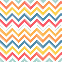 Vibrant Chevron Pattern with Playful Teal Orange Yellow Red and White Stripes Texture Abstract Geometric Background Energetic Retro Design