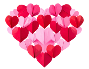 - Happy Mother’s Day banner with large origami heart, transparent background 