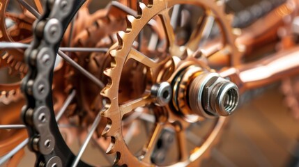 Close-Up of a Bicycle Gear System with Detailed Components and Intricate Mechanics